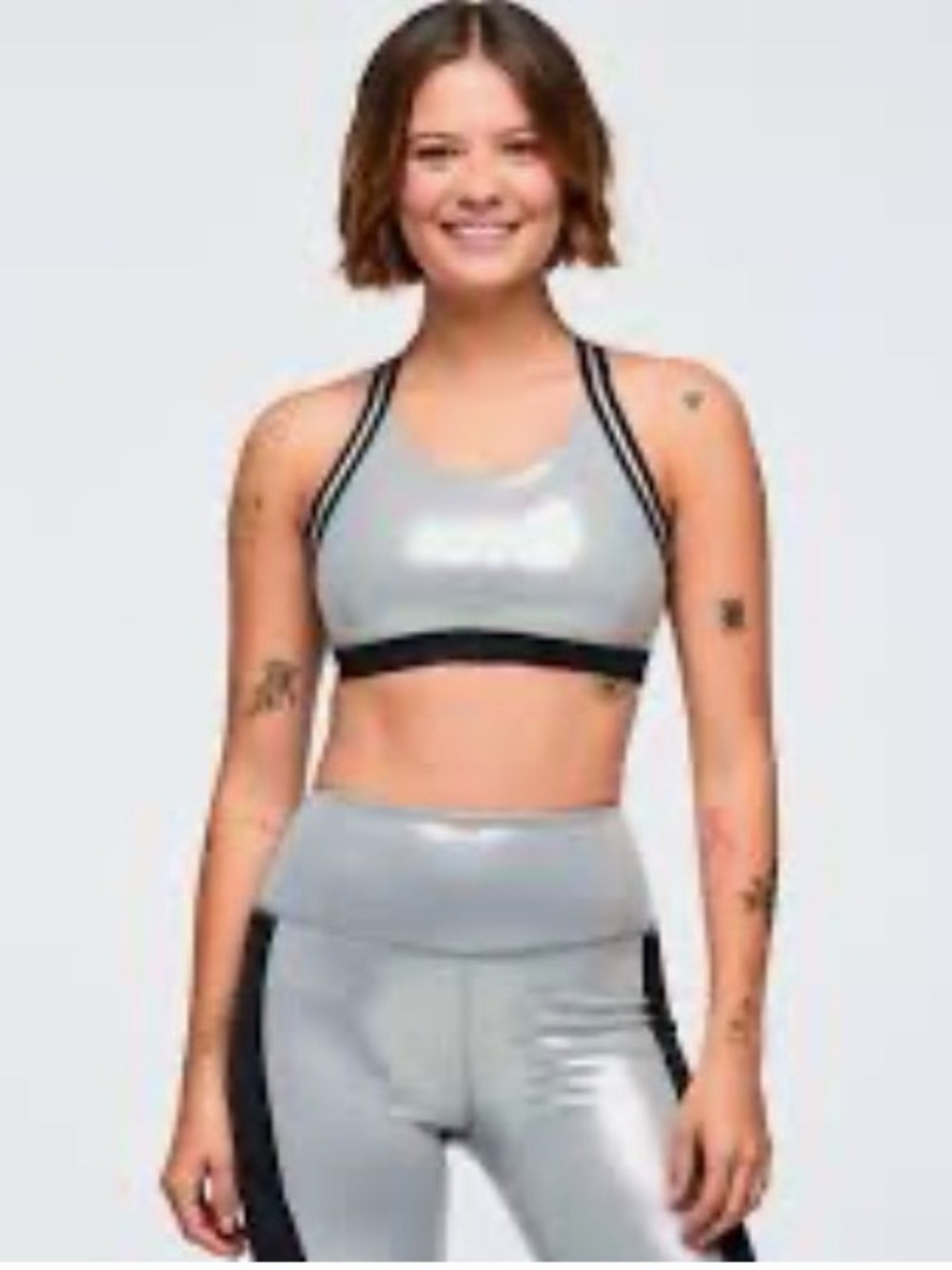 Zumba Fitness Silver and Black Strappy Sports Bra